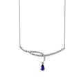 0,79 ct. Diamant Tropfen Saphir Halskette