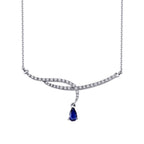 0,79 ct. Diamant Tropfen Saphir Halskette