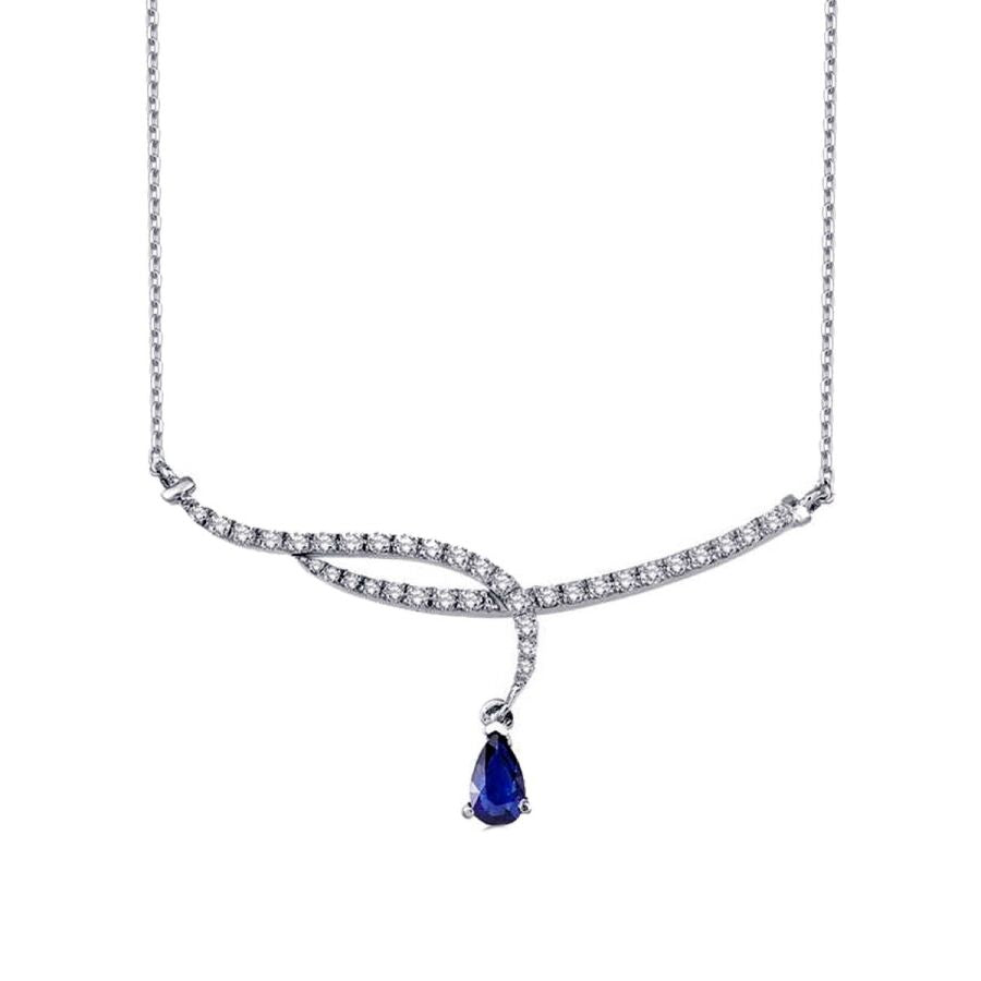 0.79 ct. Diamant Tropfen Saphir Halskette