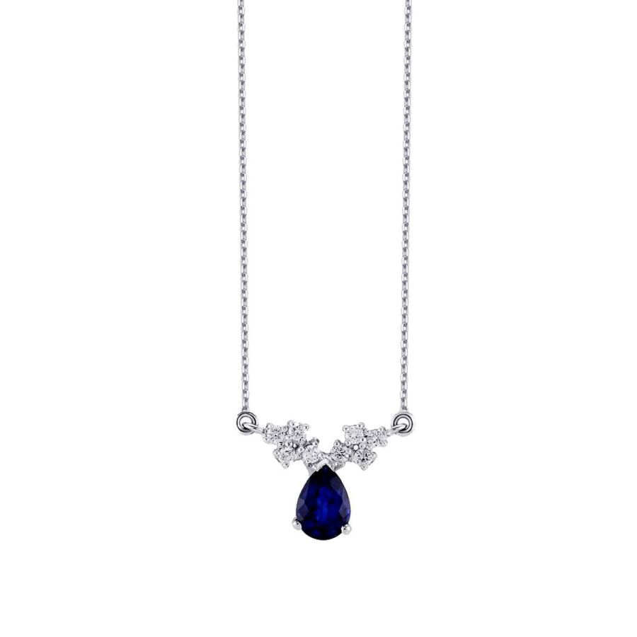 1.02 ct. Diamant Tropfen Saphir Halskette