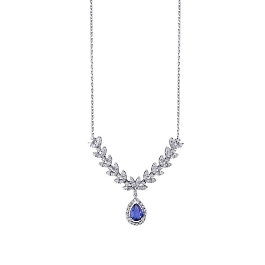 1.20 ct. Diamant Tropfen Saphir Halskette