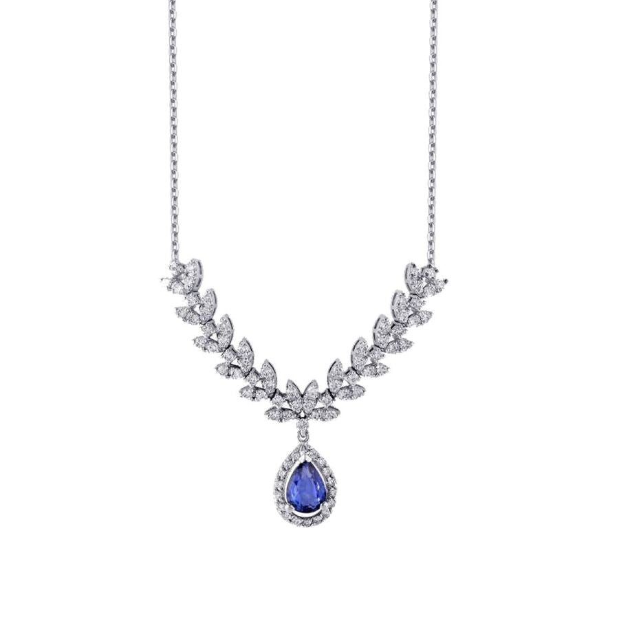 1.20 ct. Diamant Tropfen Saphir Halskette