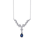 0,86 ct. Diamant Tropfen Saphir Halskette