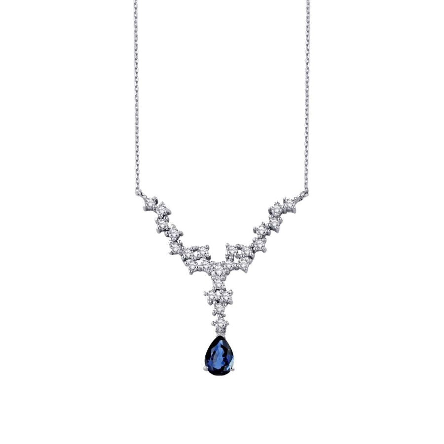 0.86 ct. Diamant Tropfen Saphir Halskette