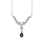 0,86 ct. Diamant Tropfen Saphir Halskette