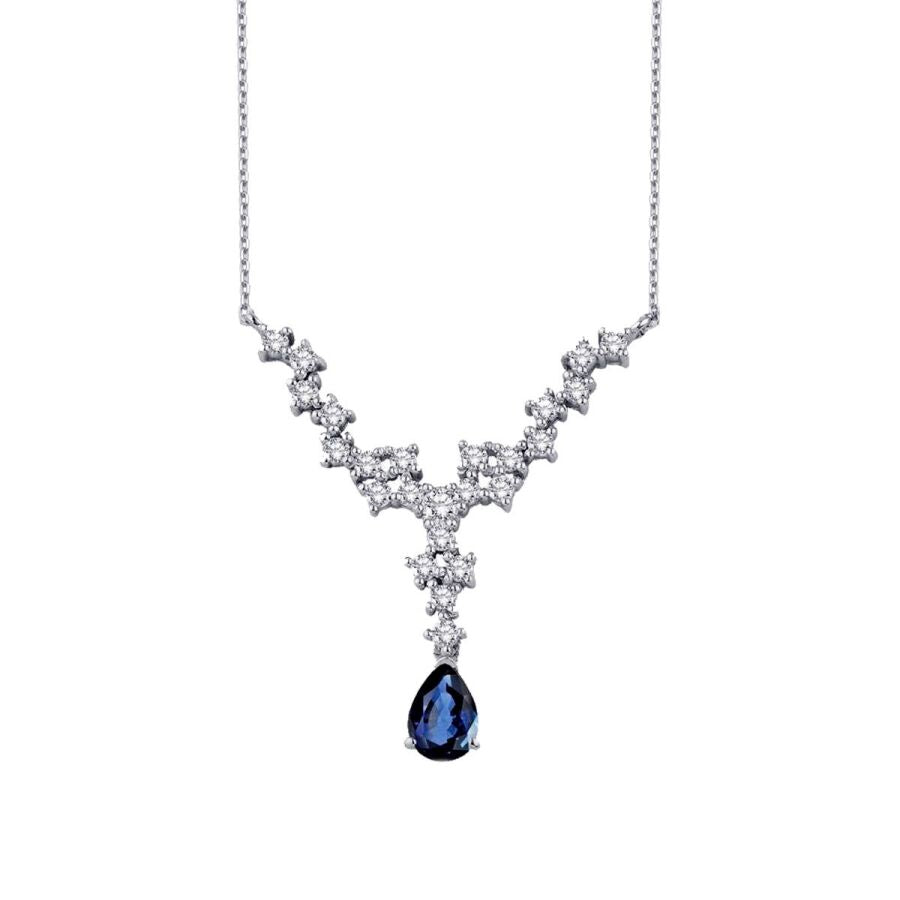 0.86 ct. Diamant Tropfen Saphir Halskette