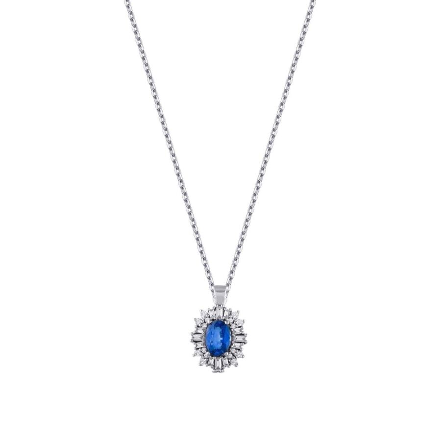 1,19 ct. Diamant Baguette Saphir Halskette