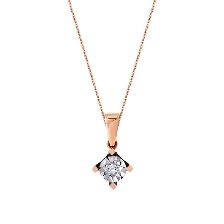 0.02 ct. Diamant Tektaş Rose Kolye