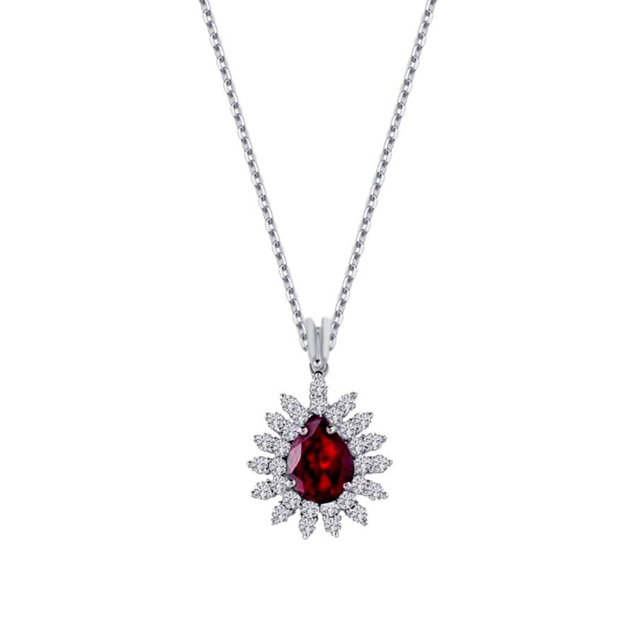 3,12 ct. Diamant Tropfen Rubin Halskette