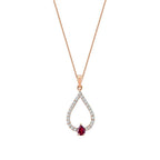 0,24 ct. Diamant Tropfen Rubin Halskette