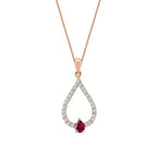 0,24 ct. Diamant Tropfen Rubin Halskette