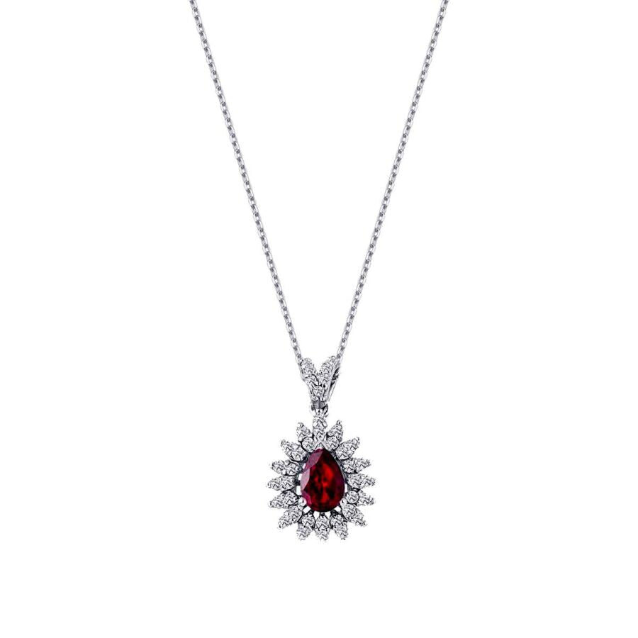 1,03 ct. Diamant Tropfen Rubin Halskette