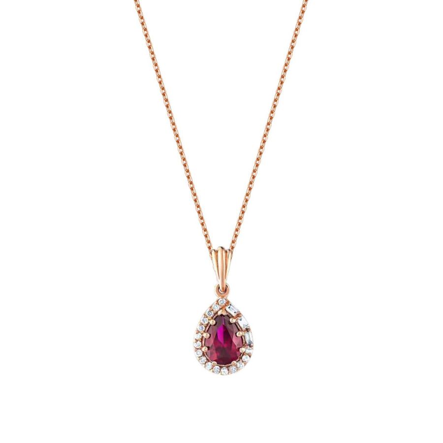 1,18 ct. Diamant Tropfen Rubin Halskette