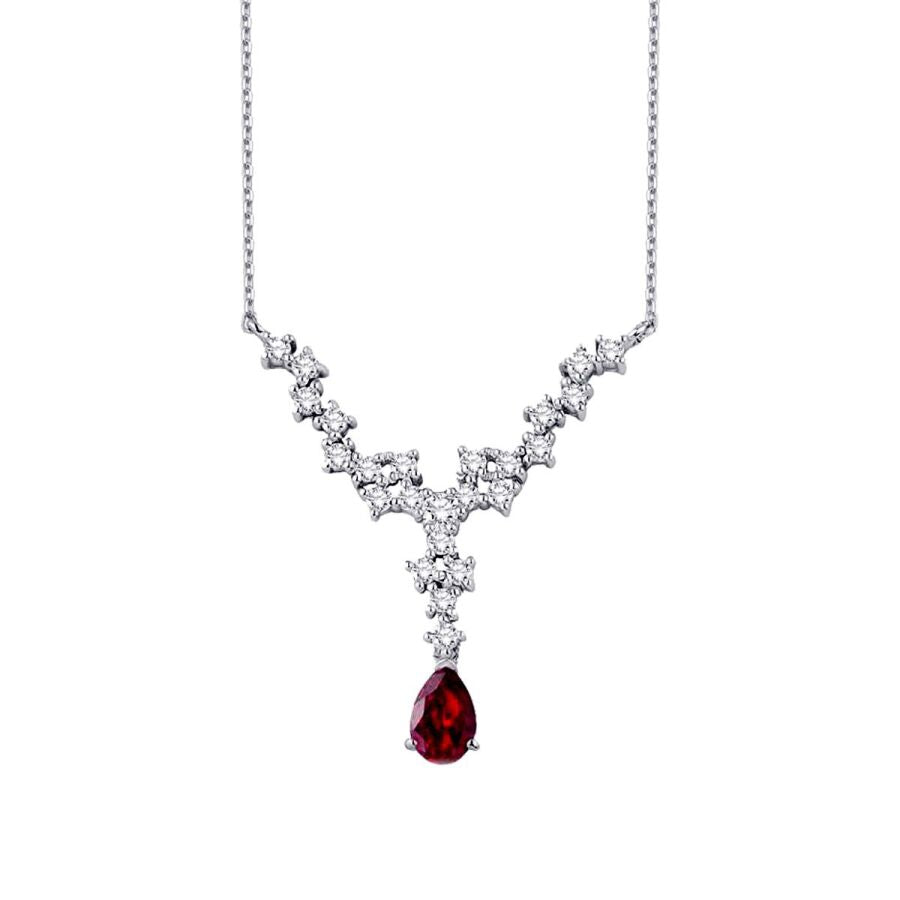 1.04 ct. Diamant Tropfen Rubin Halskette