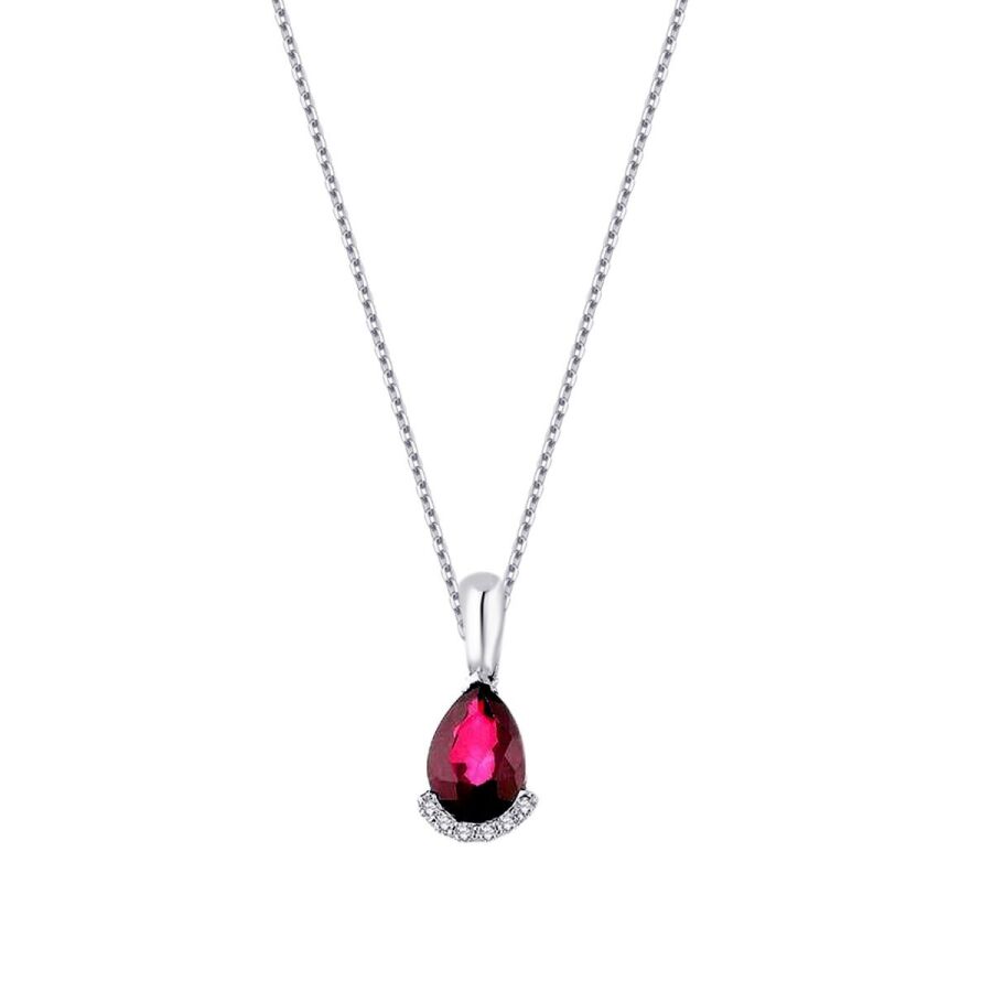 1.13 ct. Diamant Tropfen Rubin Halskette