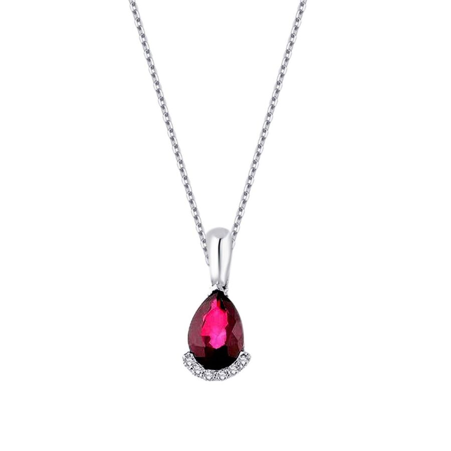1,13 ct. Diamant Tropfen Rubin Halskette