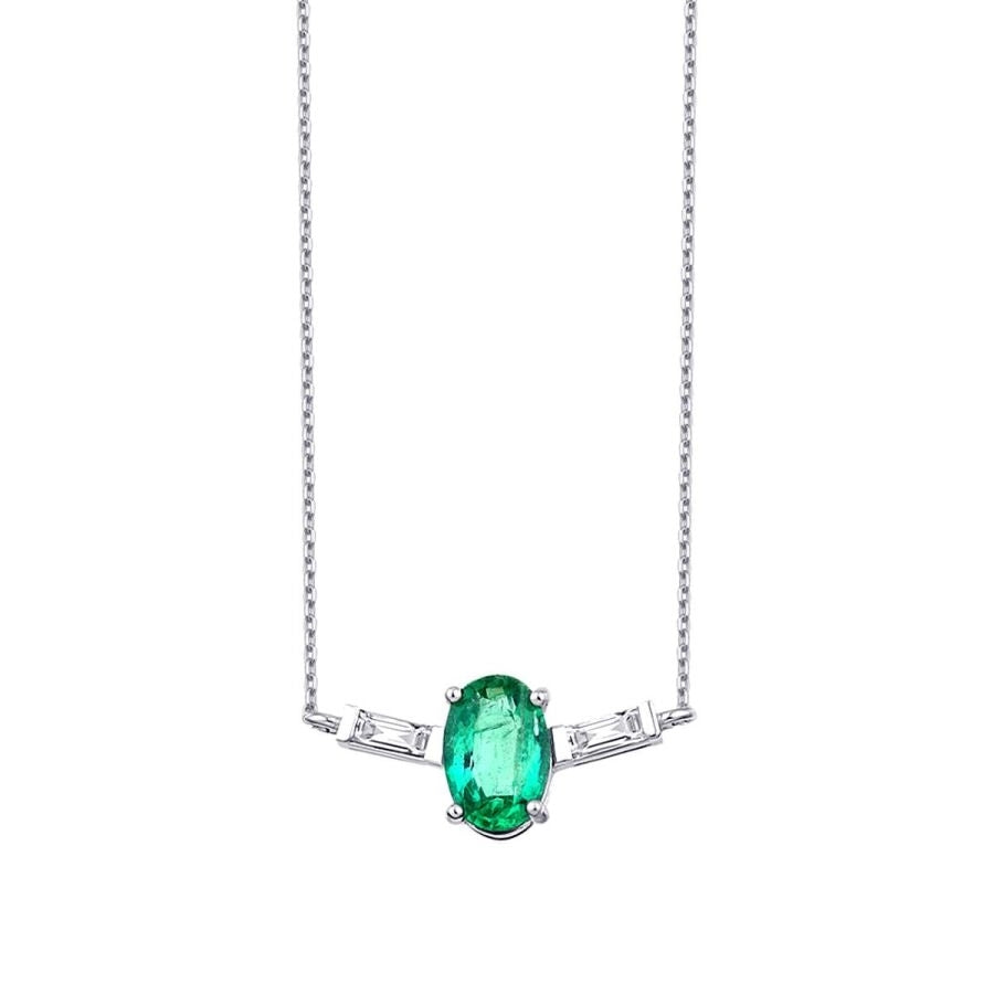 0.45 ct. Diamant Smaragd Baguette Halskette