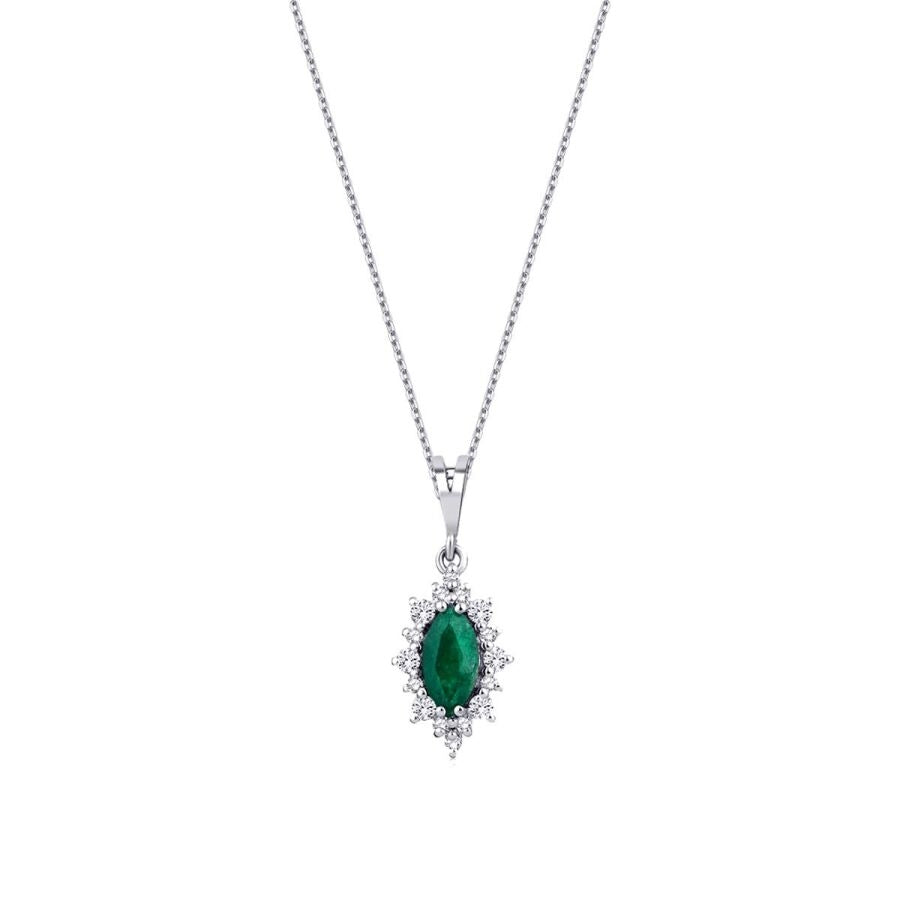 0.45 ct. Diamant Smaragd Halskette