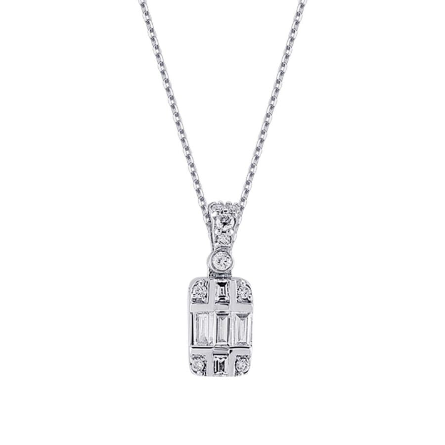 0.16 ct. Diamant Baguette Stein Halskette