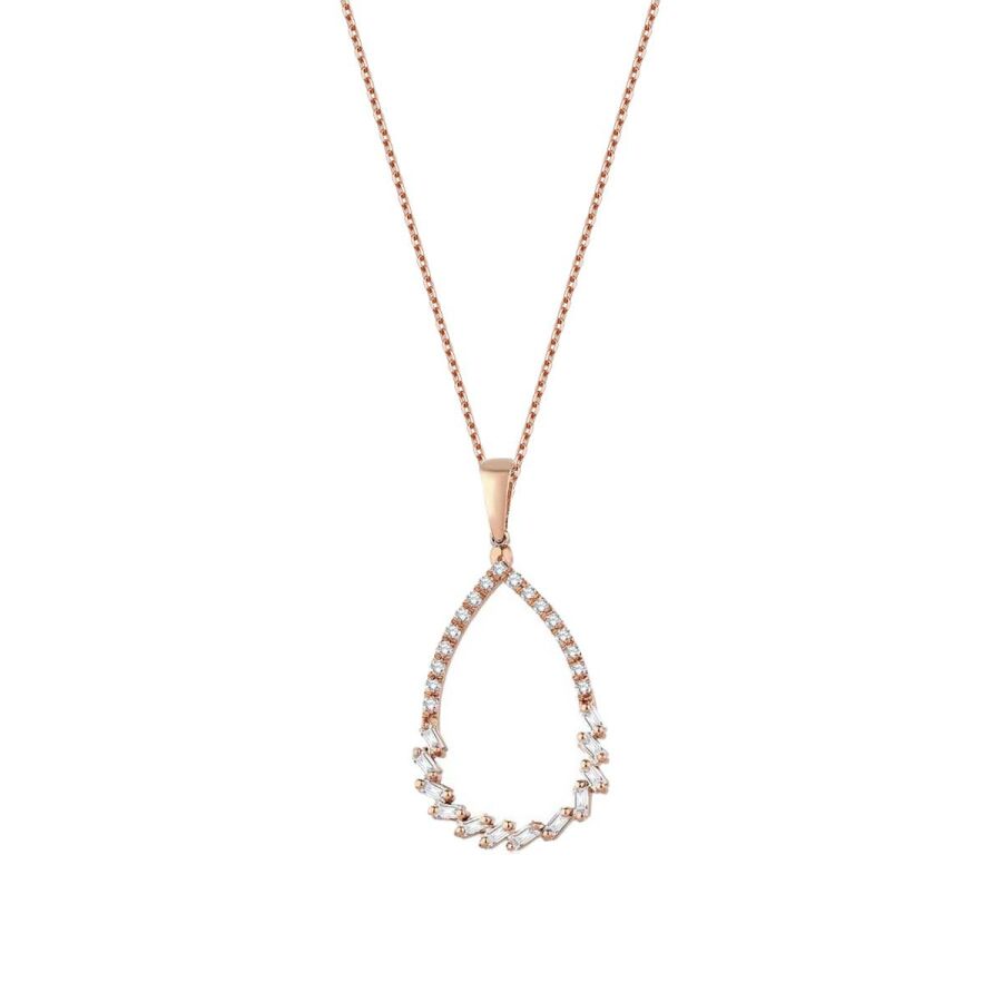 0.23 ct. Diamant Tropfen Baguette Halskette