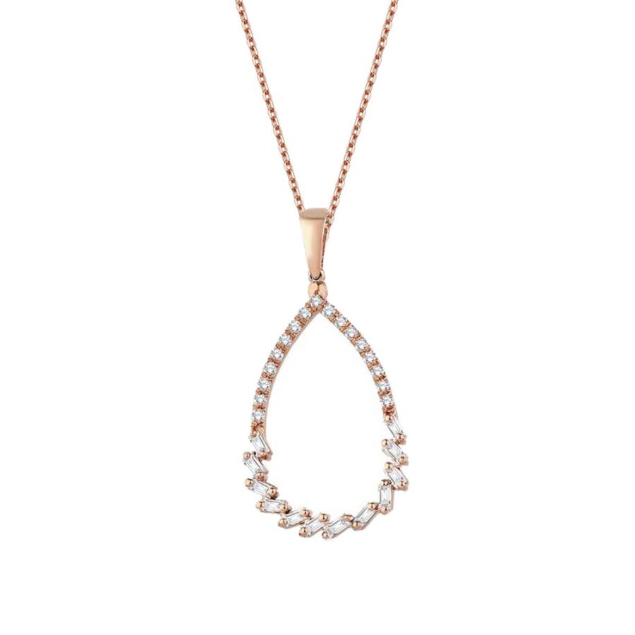 0.23 ct. Diamant Tropfen Baguette Halskette