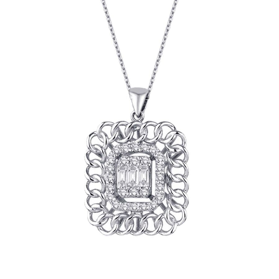 0.34 ct. Diamant Baguette Halskette