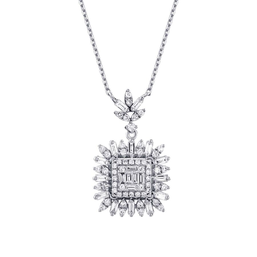 0,76 ct. Diamant Baguette Halskette