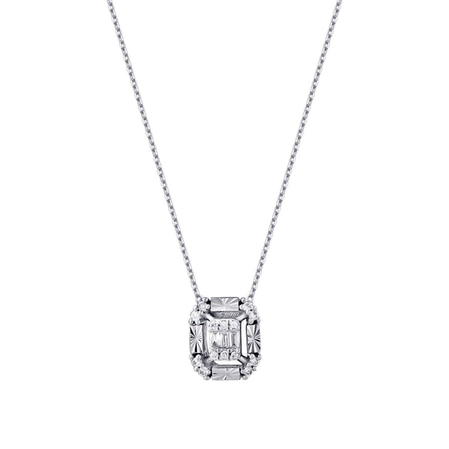 0,09 ct. Diamant Effekt Baguette Halskette