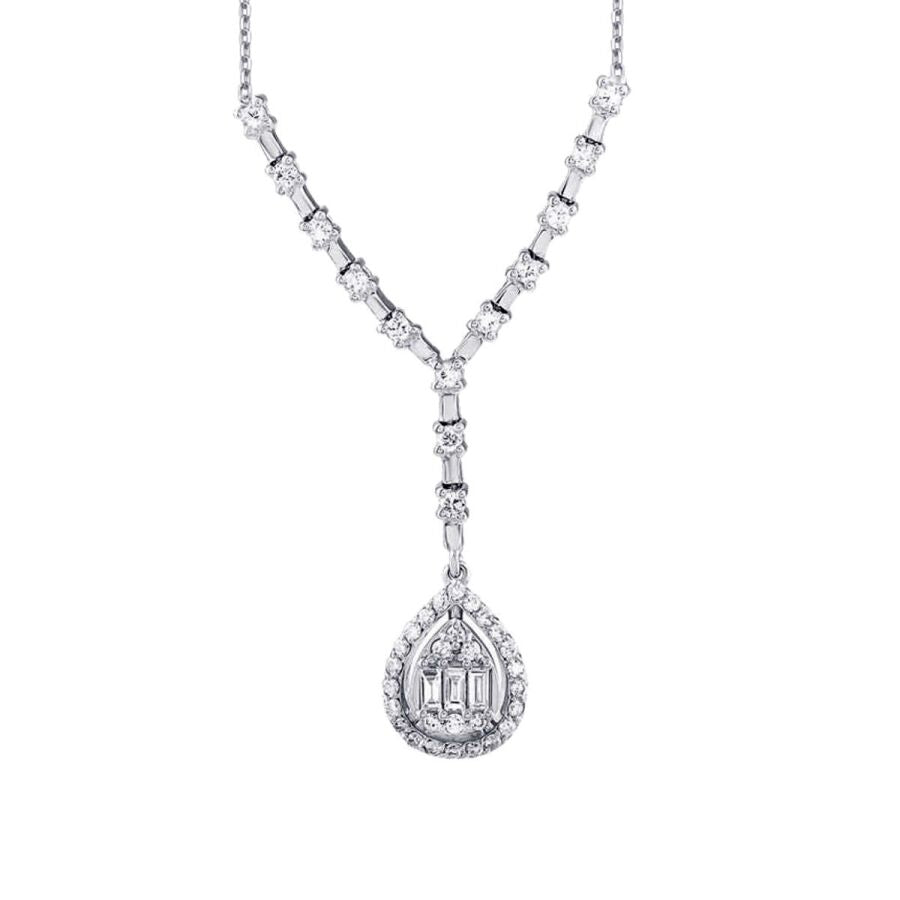 0.50 ct. Diamant Baguette Tropfen Halskette