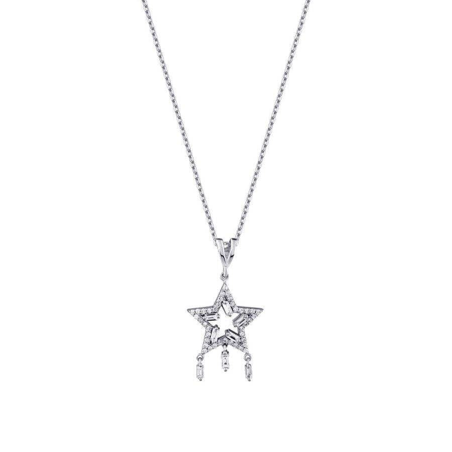 0.38 ct. Diamant Baguette Stern Halskette