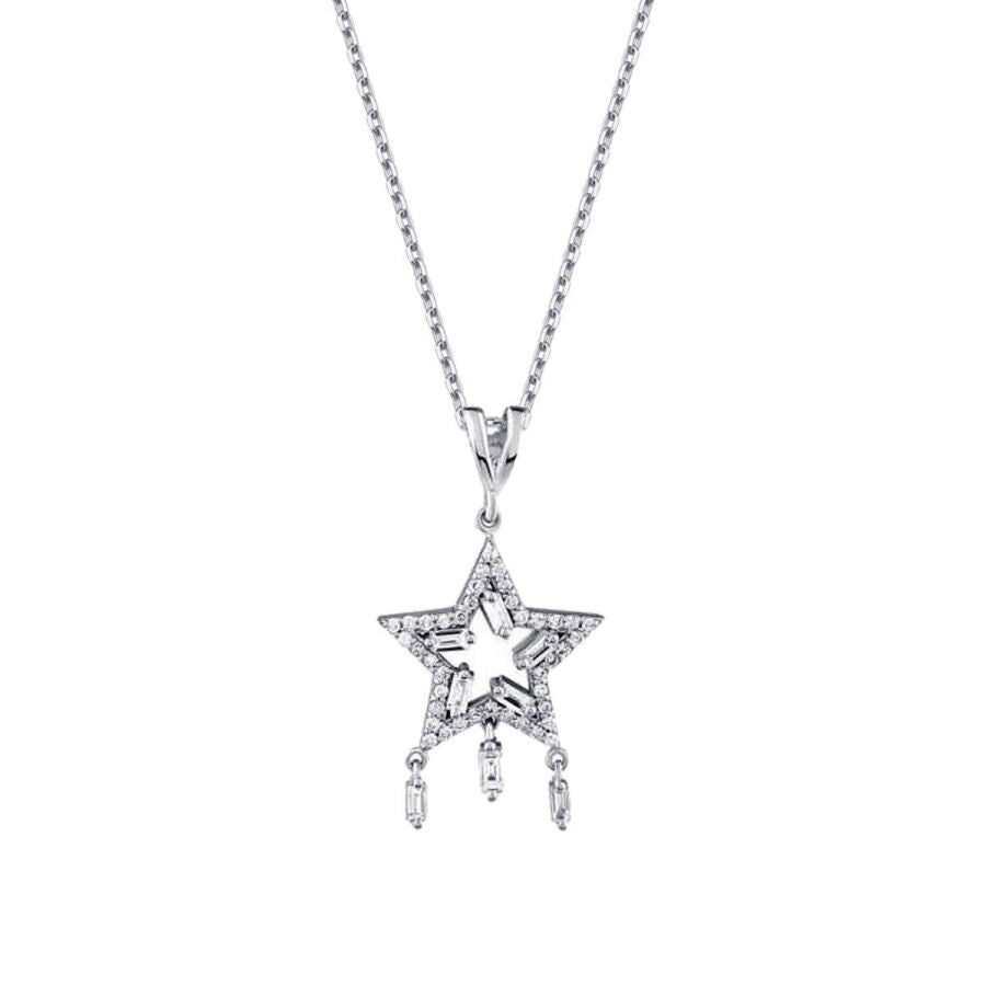 0.38 ct. Diamant Baguette Stern Halskette