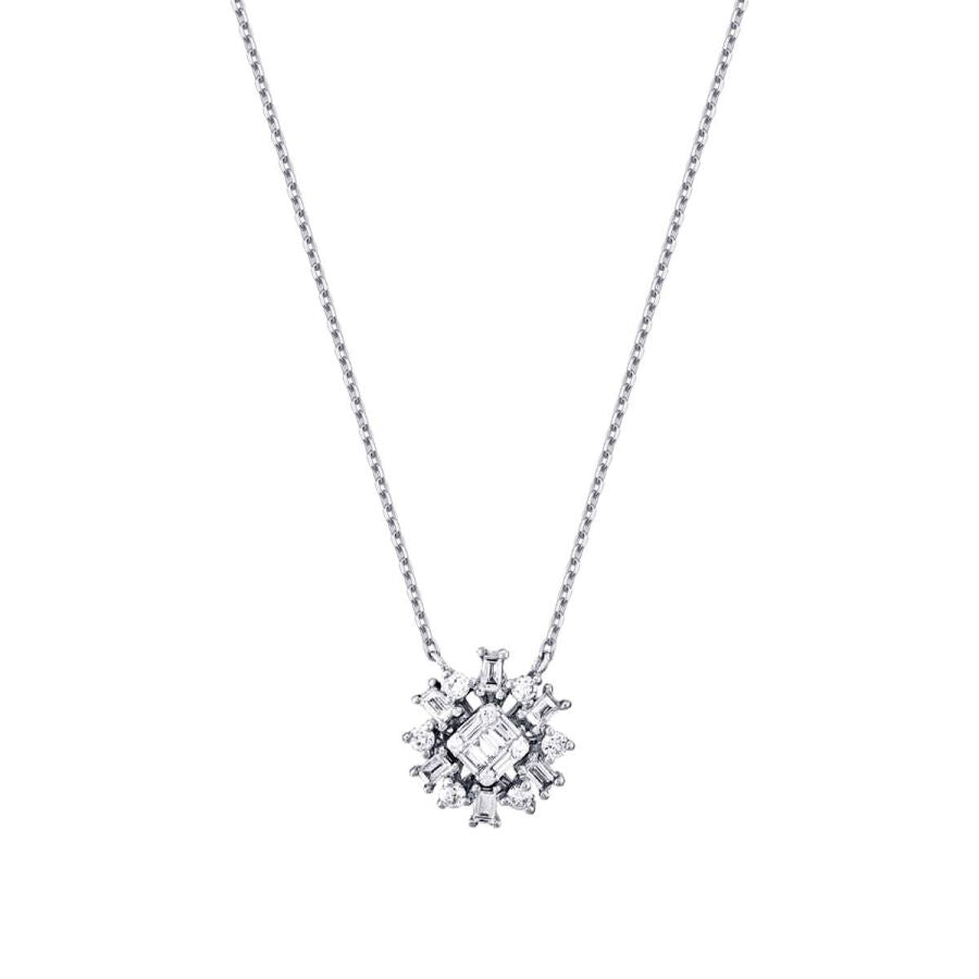 0.37 ct. Diamant Baguette Blumen Halskette
