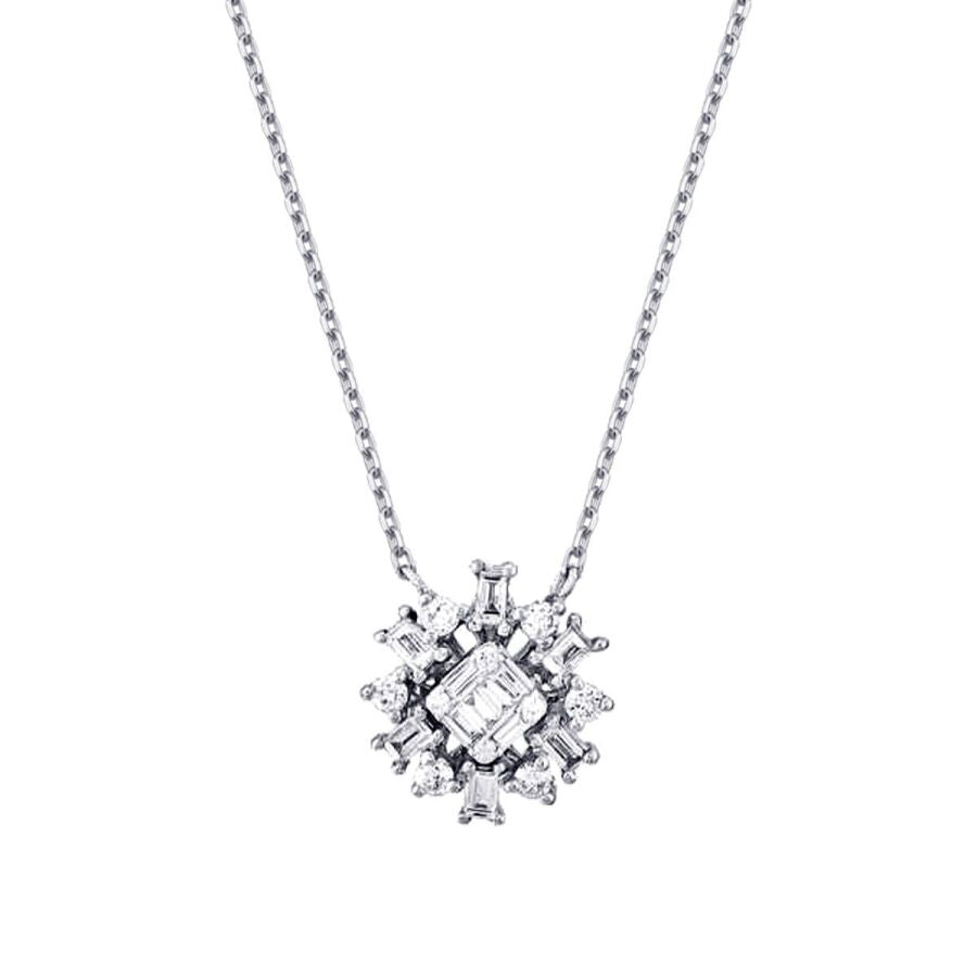 0.37 ct. Diamant Baguette Blumen Halskette