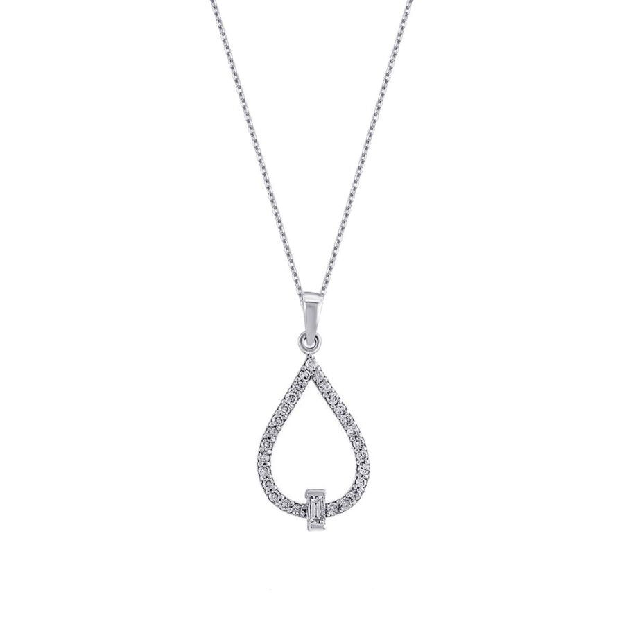 0.22 ct. Diamant Tropfen Baguette Halskette