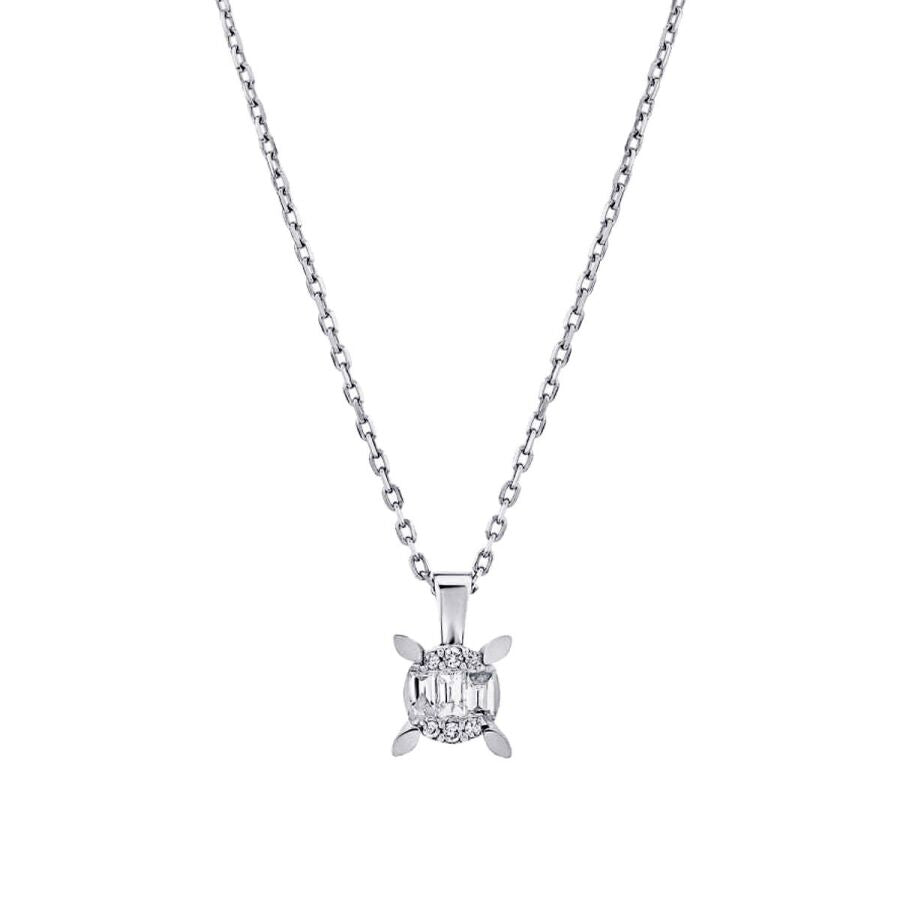 0.08 ct. Diamant Baguette Solitär Halskette
