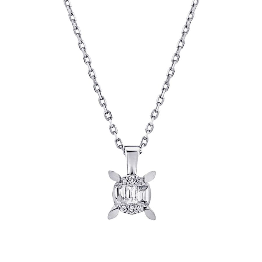 0.08 ct. Diamant Baguette Solitär Halskette