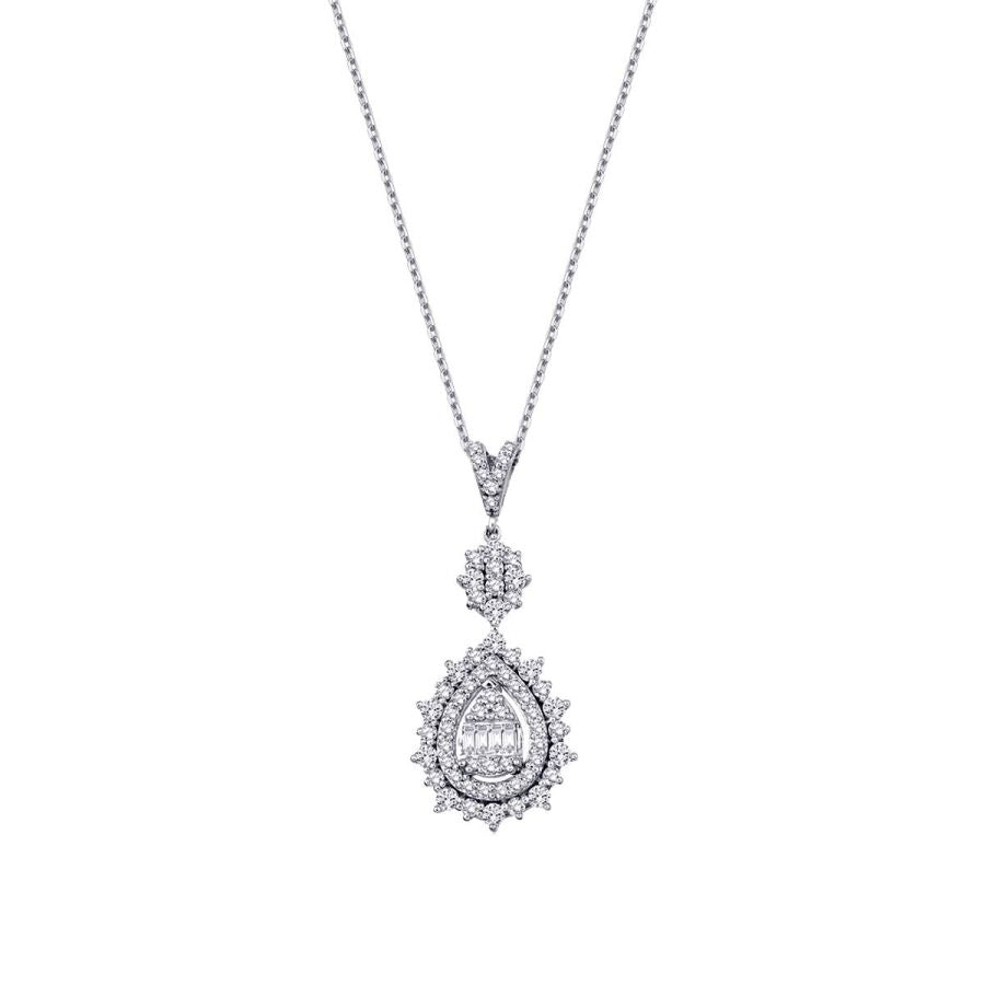 0.79 ct. Diamant Tropfen Baguette Halskette