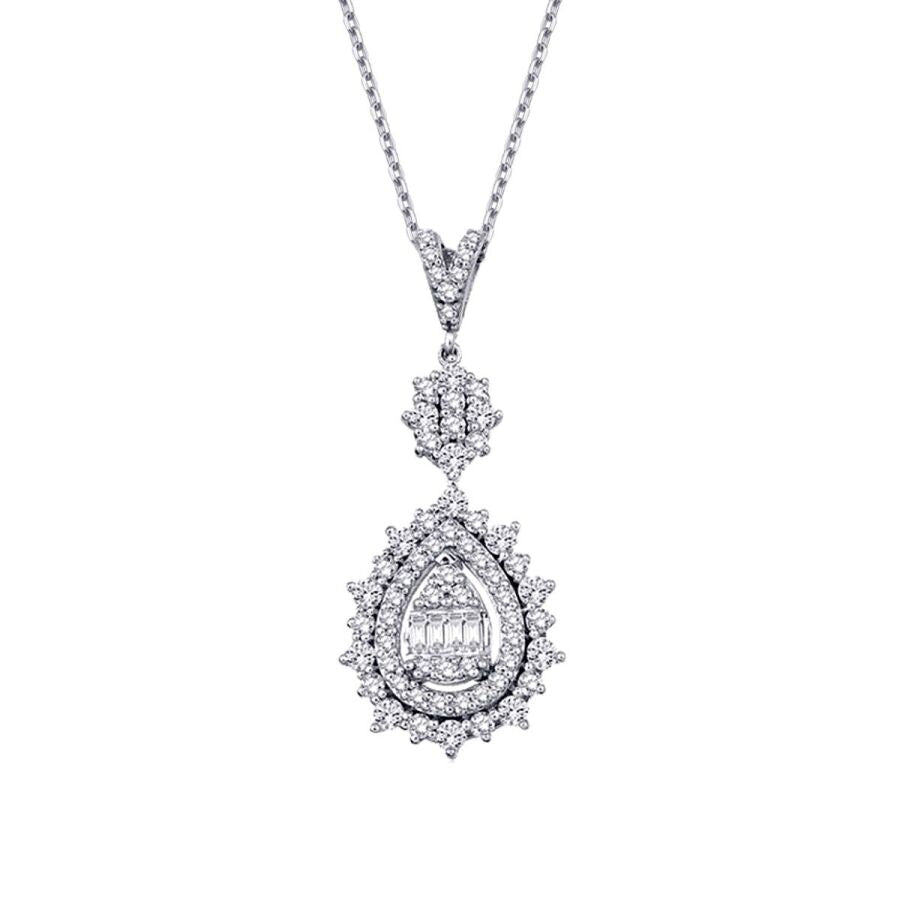 0.79 ct. Diamant Tropfen Baguette Halskette