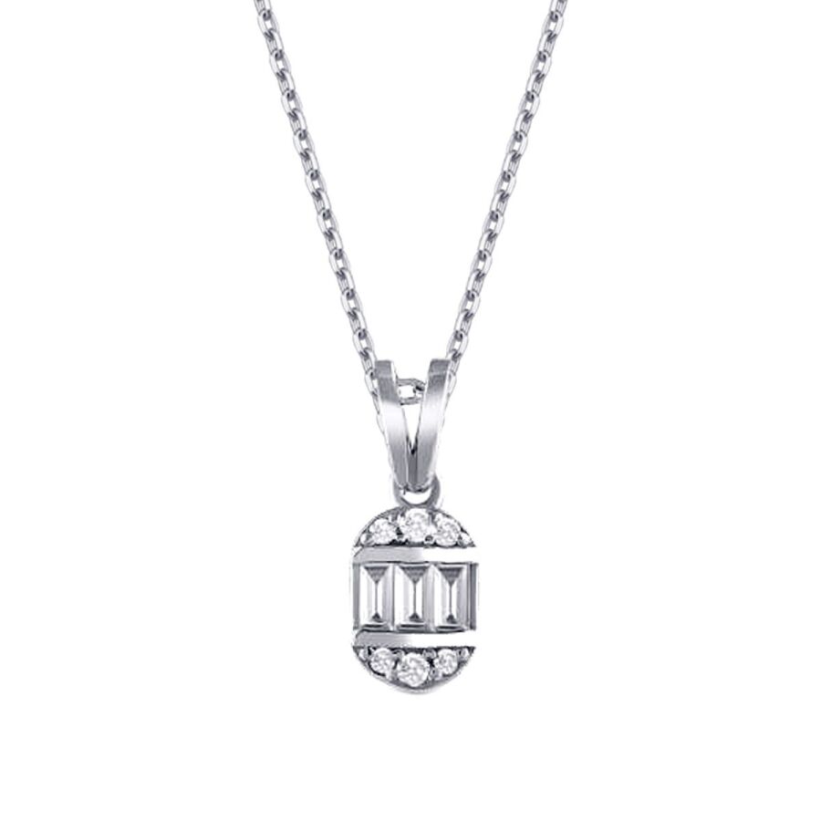 0,07 ct. Diamant Baguette Halskette