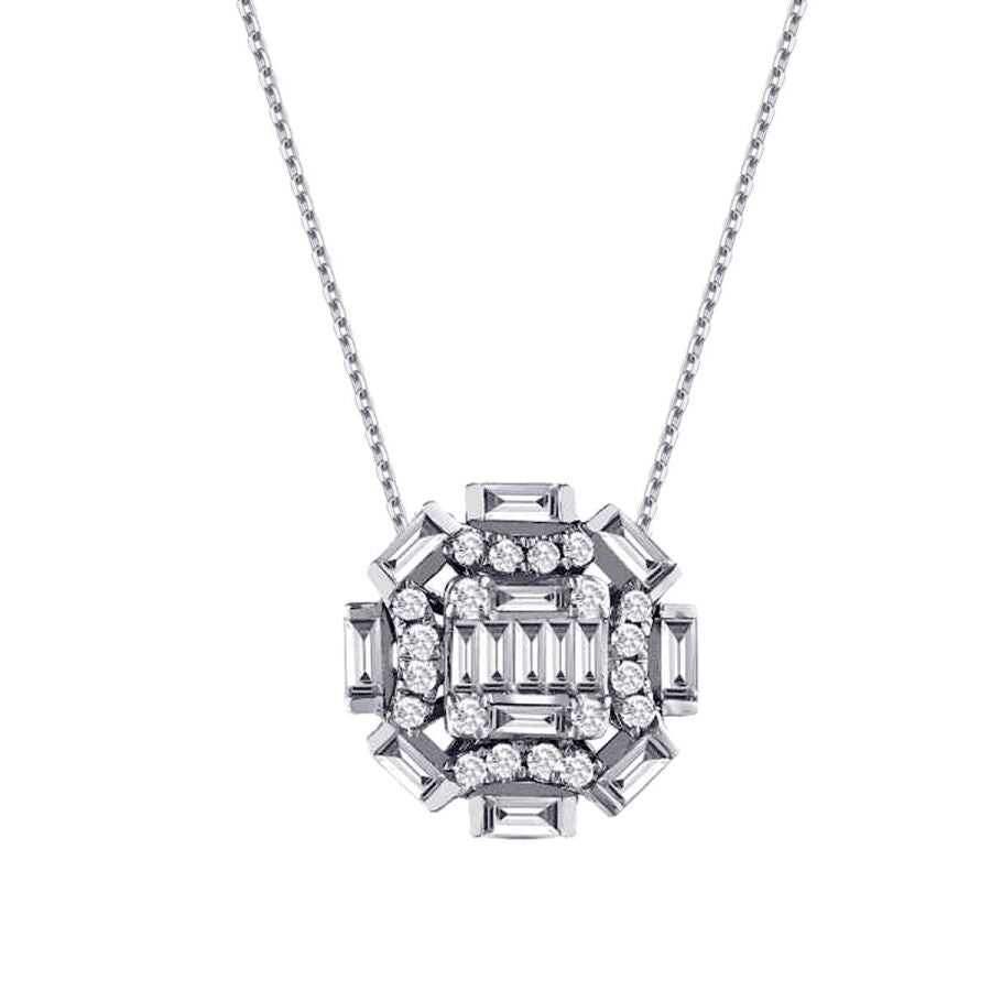 0,48 ct. Diamant Baguette Halskette