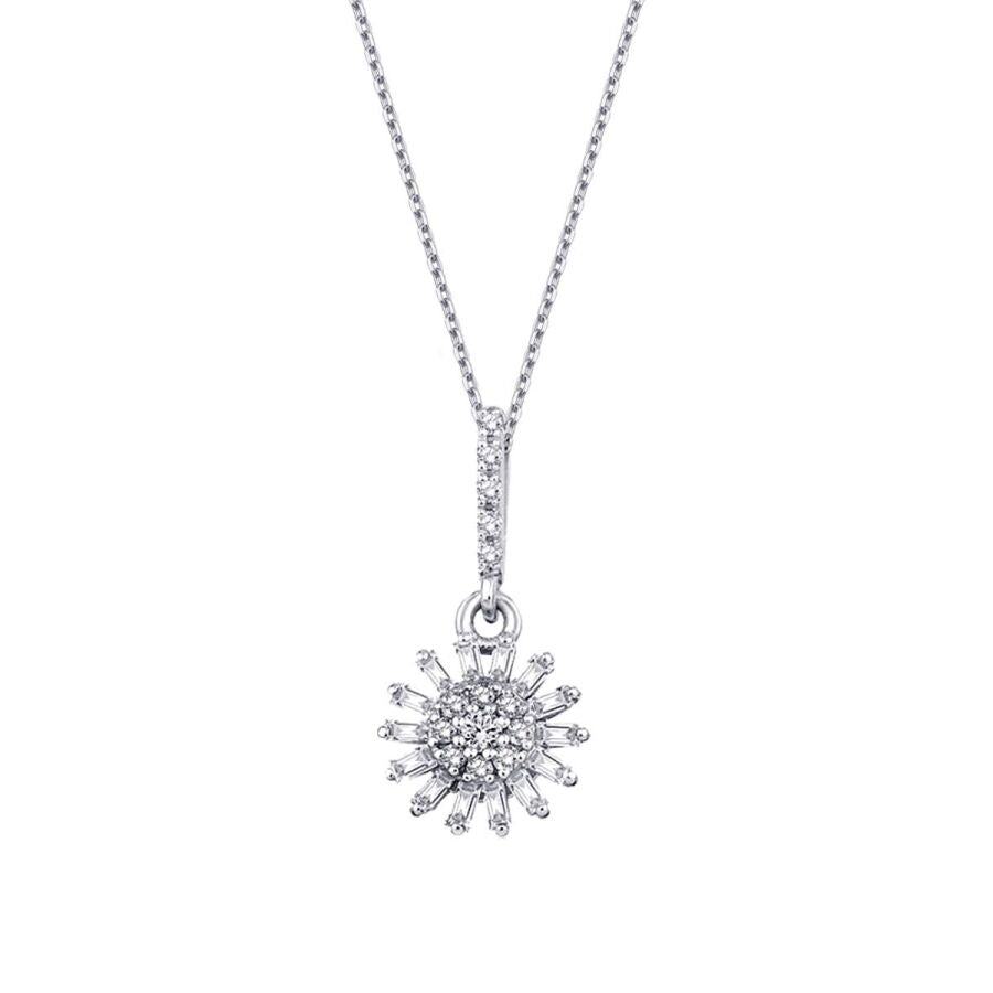 0,14 ct. Diamant Blumen Baguette Halskette