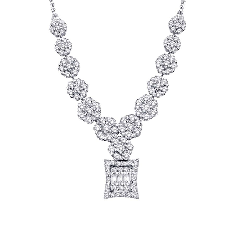 0,69 ct. Diamant Blumen Baguette Halskette