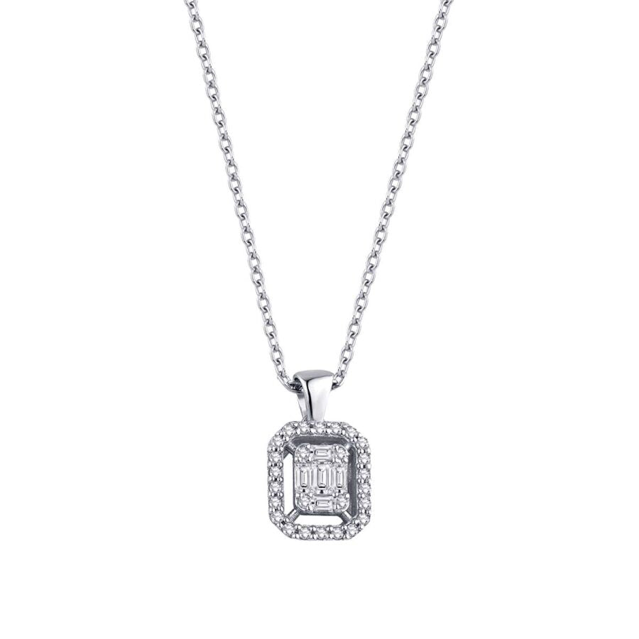 0,14 ct. Diamant Baguette Halskette