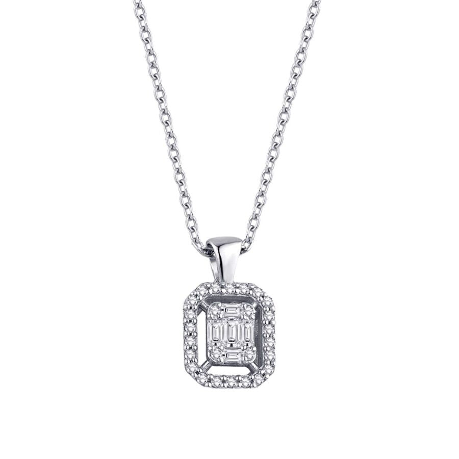 0,14 ct. Diamant Baguette Halskette