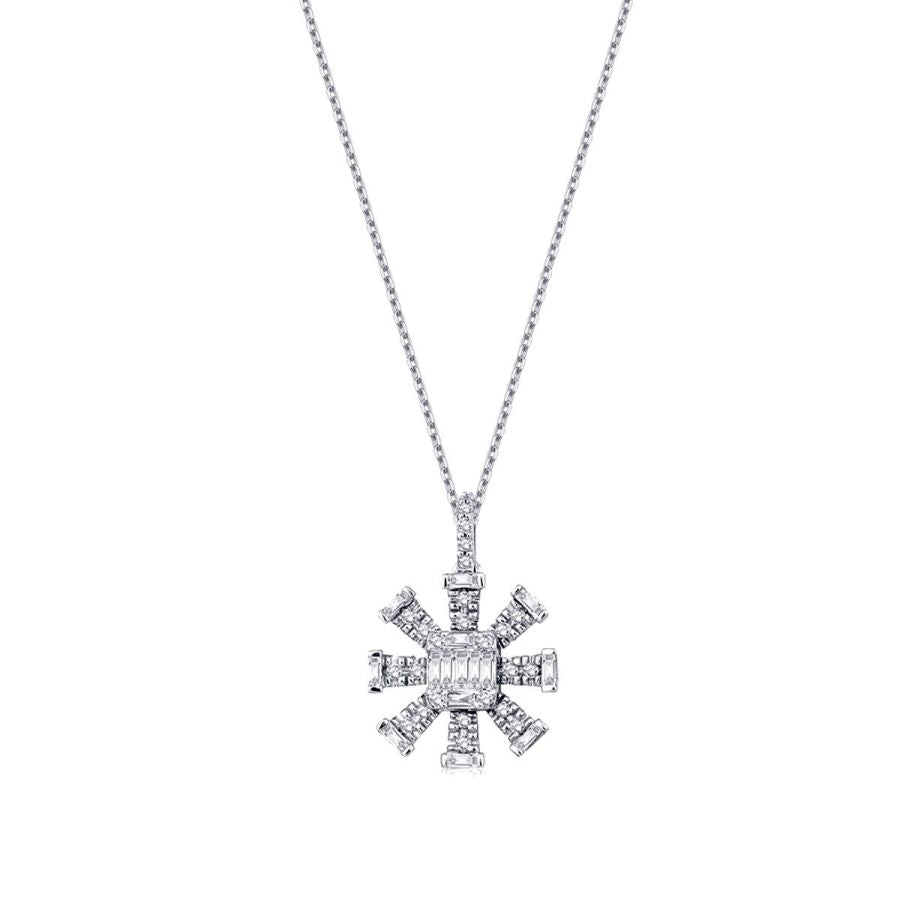 0.23 ct. Diamant Schneeflocken Baguette Halskette