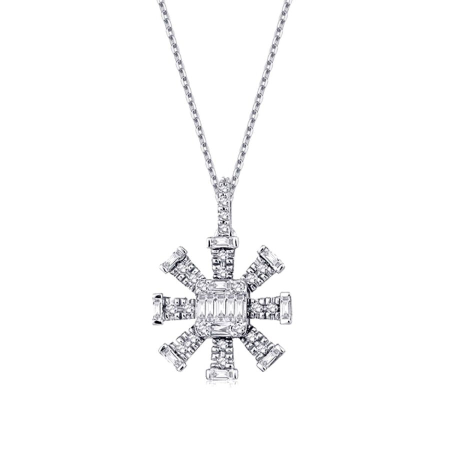 0.23 ct. Diamant Schneeflocken Baguette Halskette