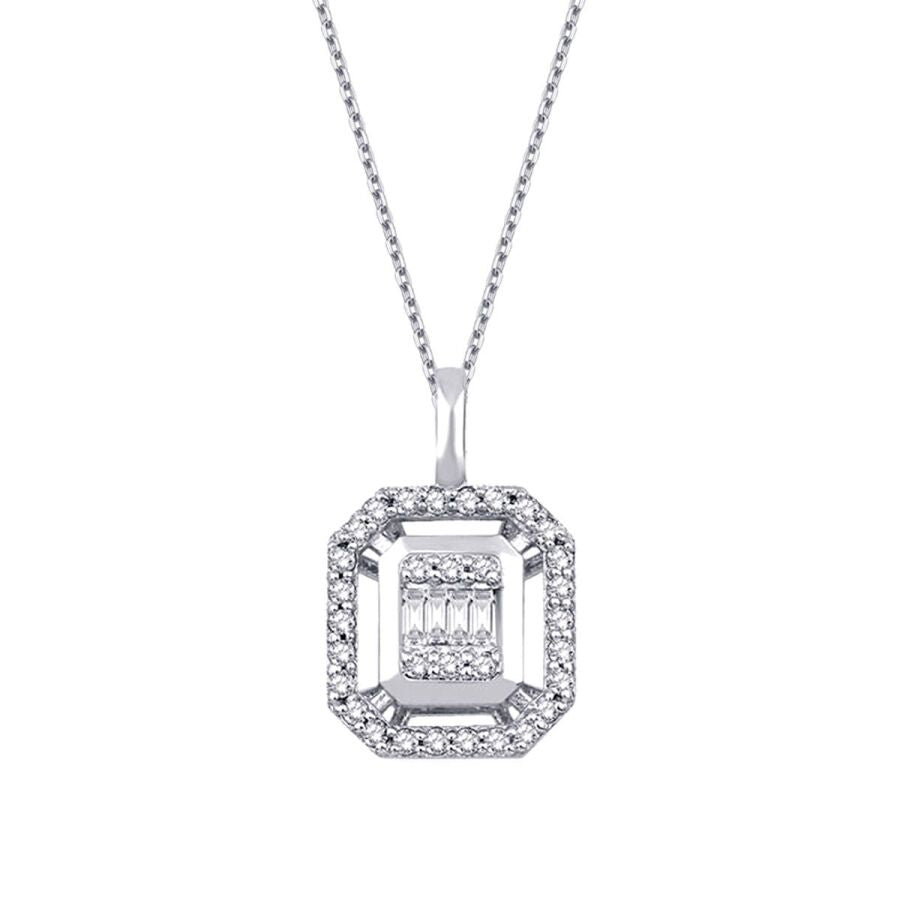 0,14 ct. Diamant Baguette Halskette