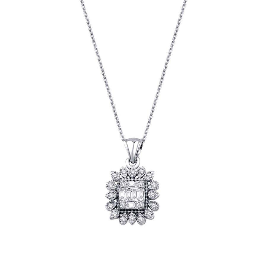 0,12 ct. Diamant Baguette Halskette