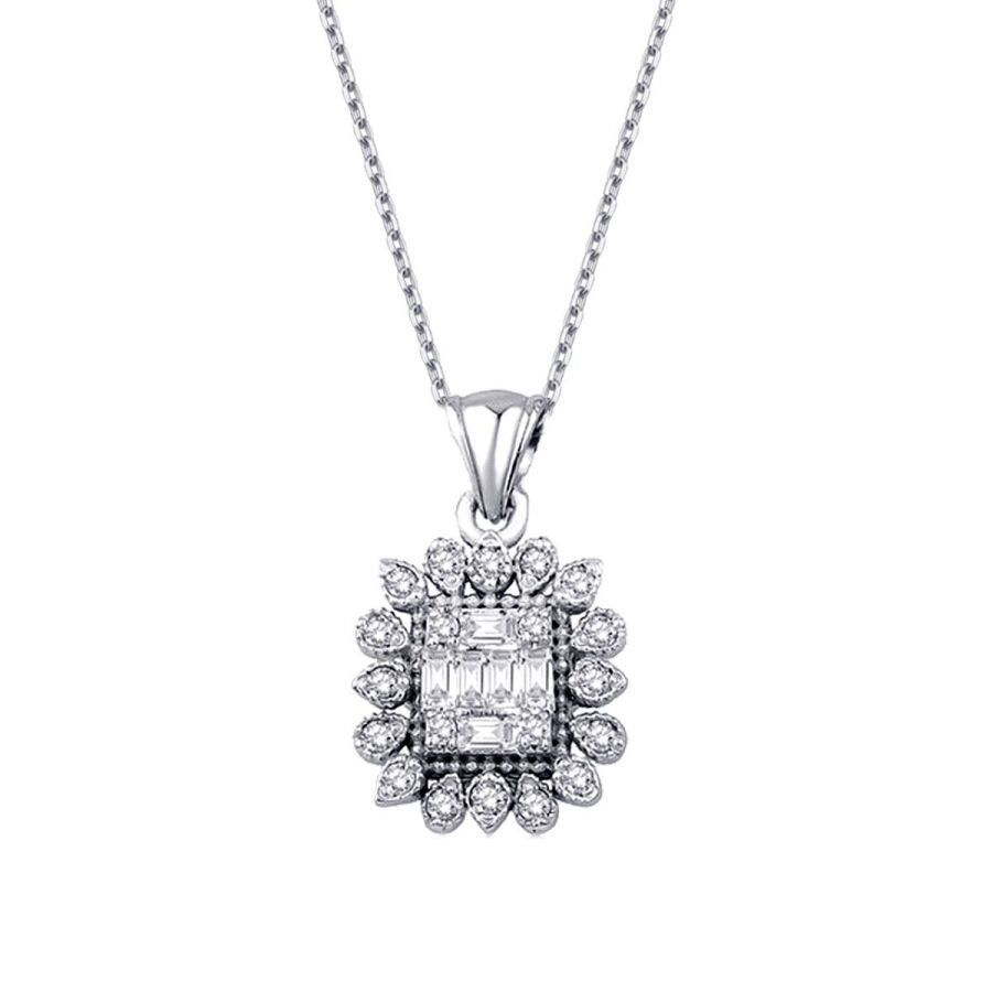 0.12 ct. Diamant Baguette Halskette
