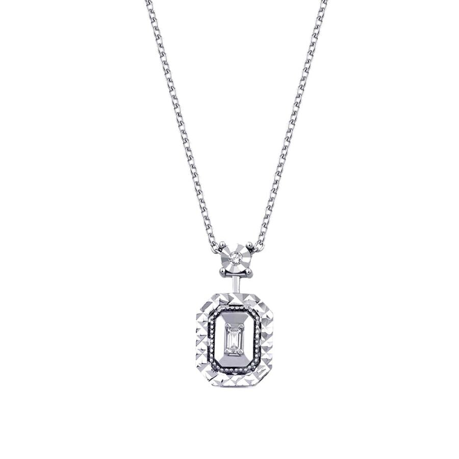 0,05 ct. Diamant Baguette Halskette